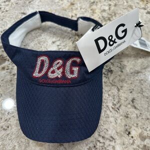 Dolce & Gabbana Shimmer Navy Visor with Red white Embroidered D&G new with tags
